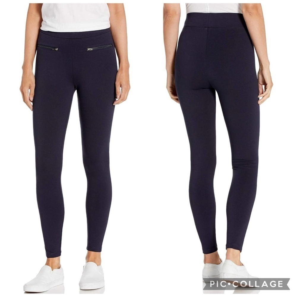NWT new XL Daily Ritual Women's Ponte Knit Skinny-Fit Zip Pants navy blue
